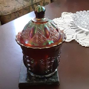 Very rare antique imperial glass bowl w lid